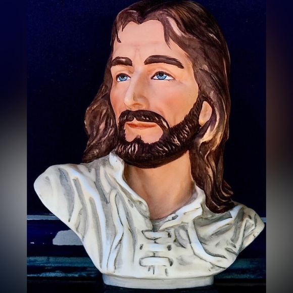 Vintage 1983 Antique 8" HOMCO Masterpiece Figural Ceramic JESUS CHRIST Bust - Picture 8 of 10